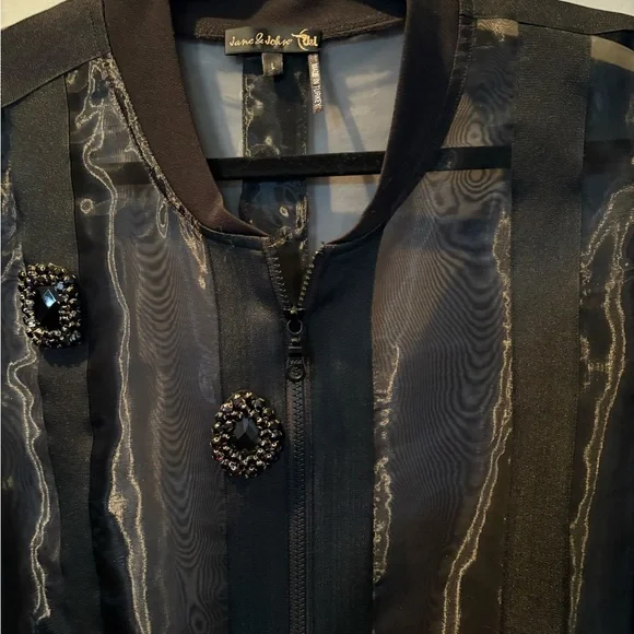 Jane & John by Tricotto Sheer Jacket w Vintage Rhinestones XL - Picture 5 of 14